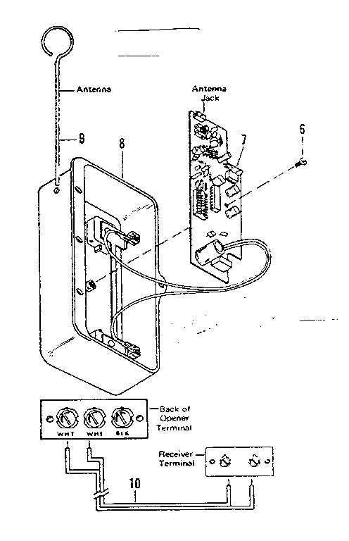 Receiver Diagram and Parts List for 139664756  Craftsman Garage Door Opener