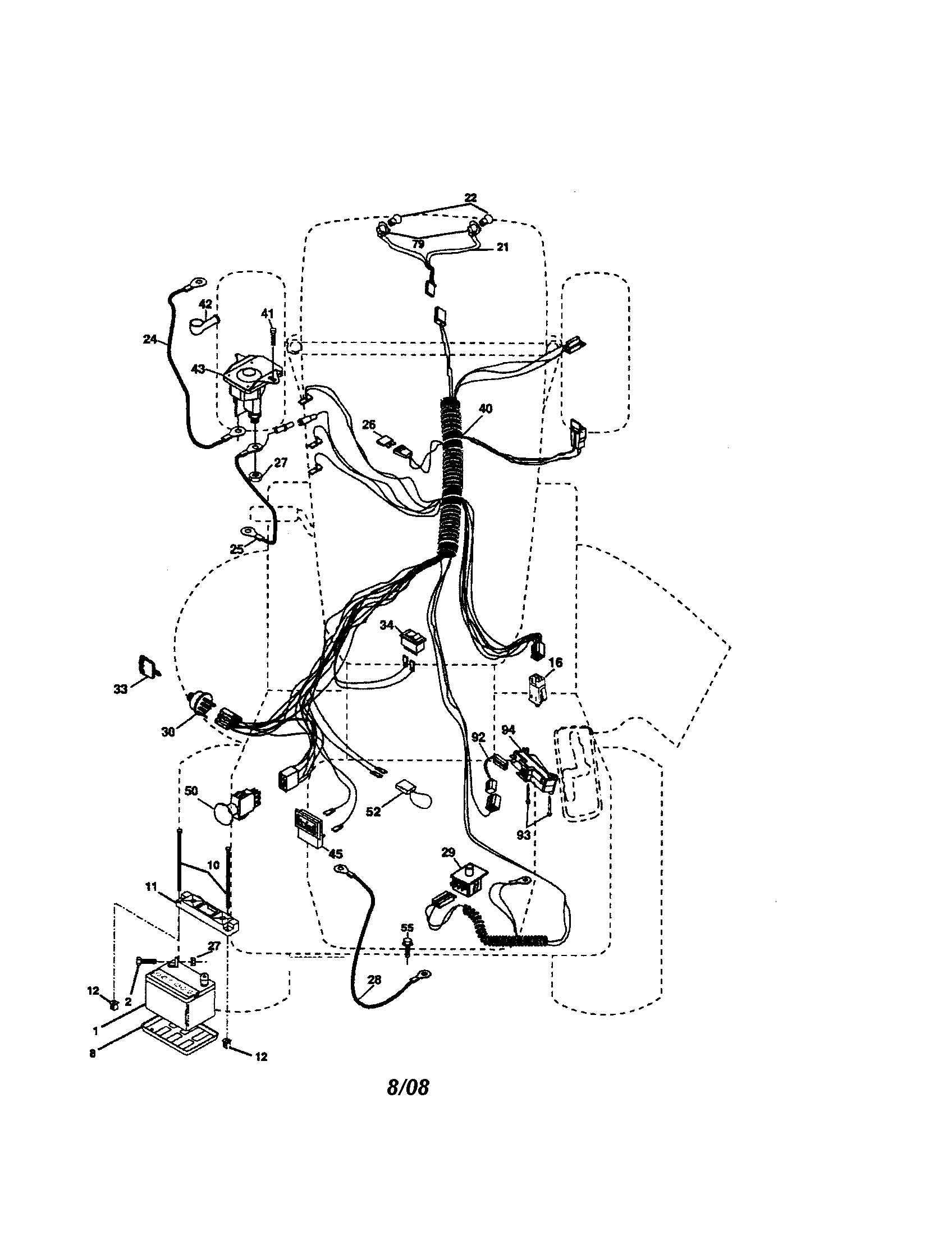 Electrical Diagram and Parts List for 917275685  Craftsman Lawn Tractor