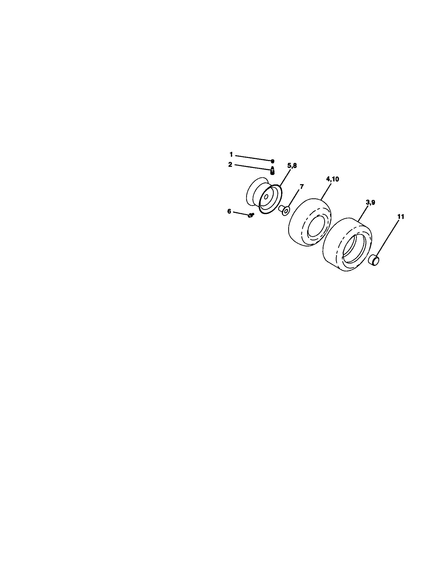 Wheels And Tires Diagram and Parts List for 917271060  Craftsman Lawn Tractor