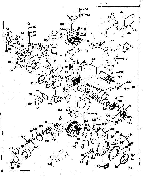 Basic Engine Diagram and Parts List for 143608022  Craftsman Engine
