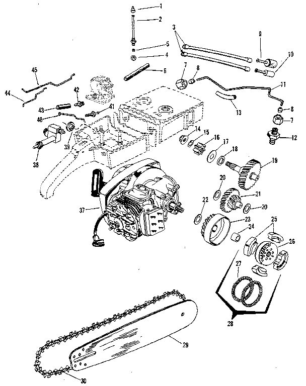 Engine Diagram and Parts List for 917352132  Craftsman Chainsaw