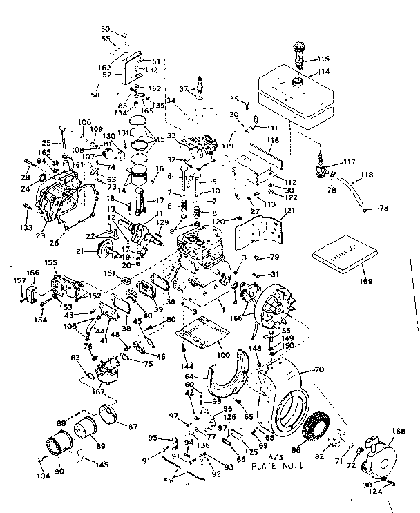 Basic Engine Diagram and Parts List for 143575012  Craftsman Engine
