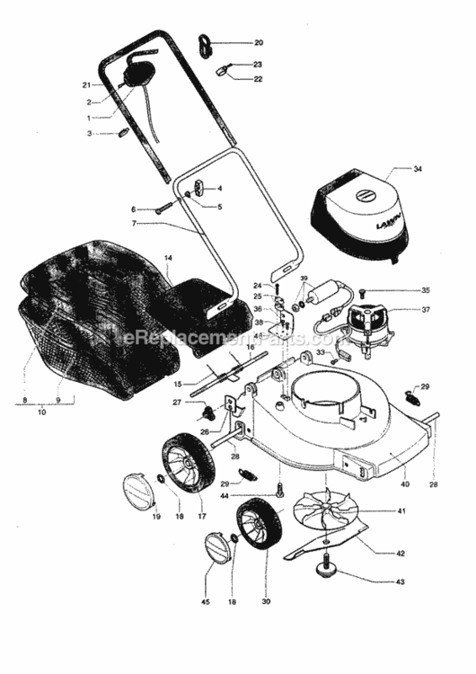 Page B Diagram and Parts List for 37055  Craftsman Lawn Mower