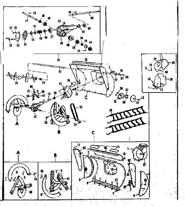 Auger Housing Assembly Diagram and Parts List for 53682563  Craftsman Snow Blower