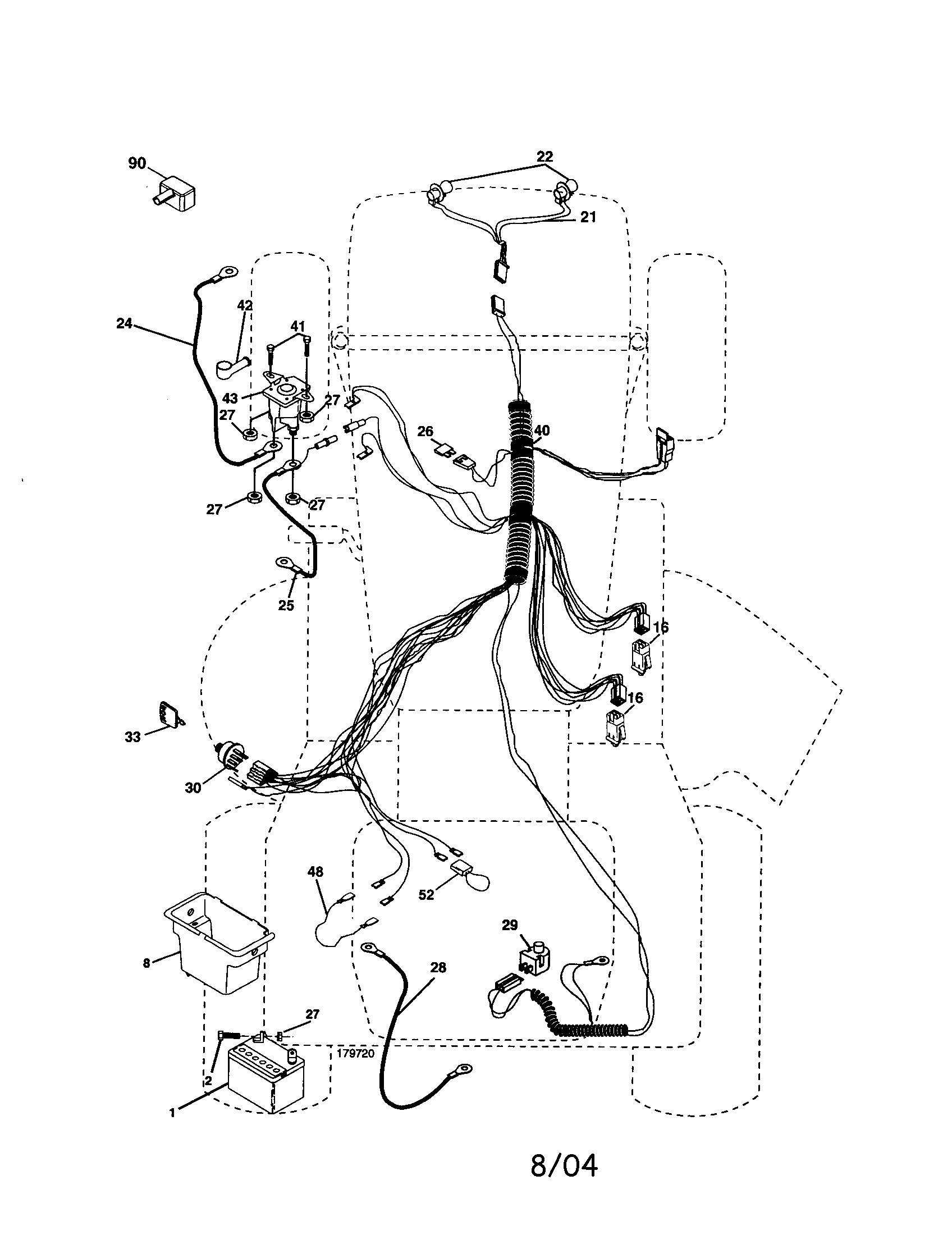 Electrical Diagram and Parts List for 917277250  Craftsman Lawn Tractor