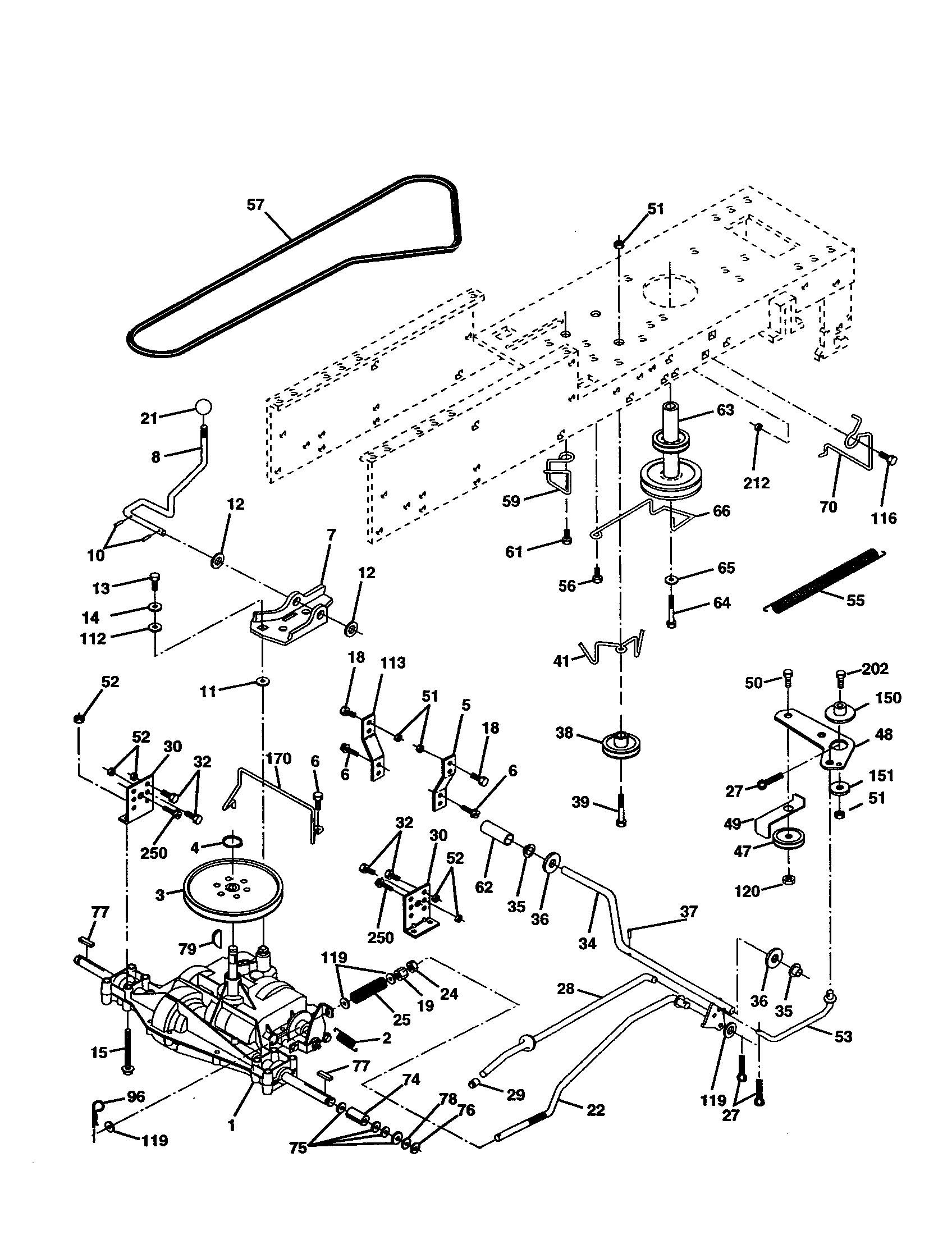 Drive Diagram and Parts List for 917277021  Craftsman Lawn Tractor