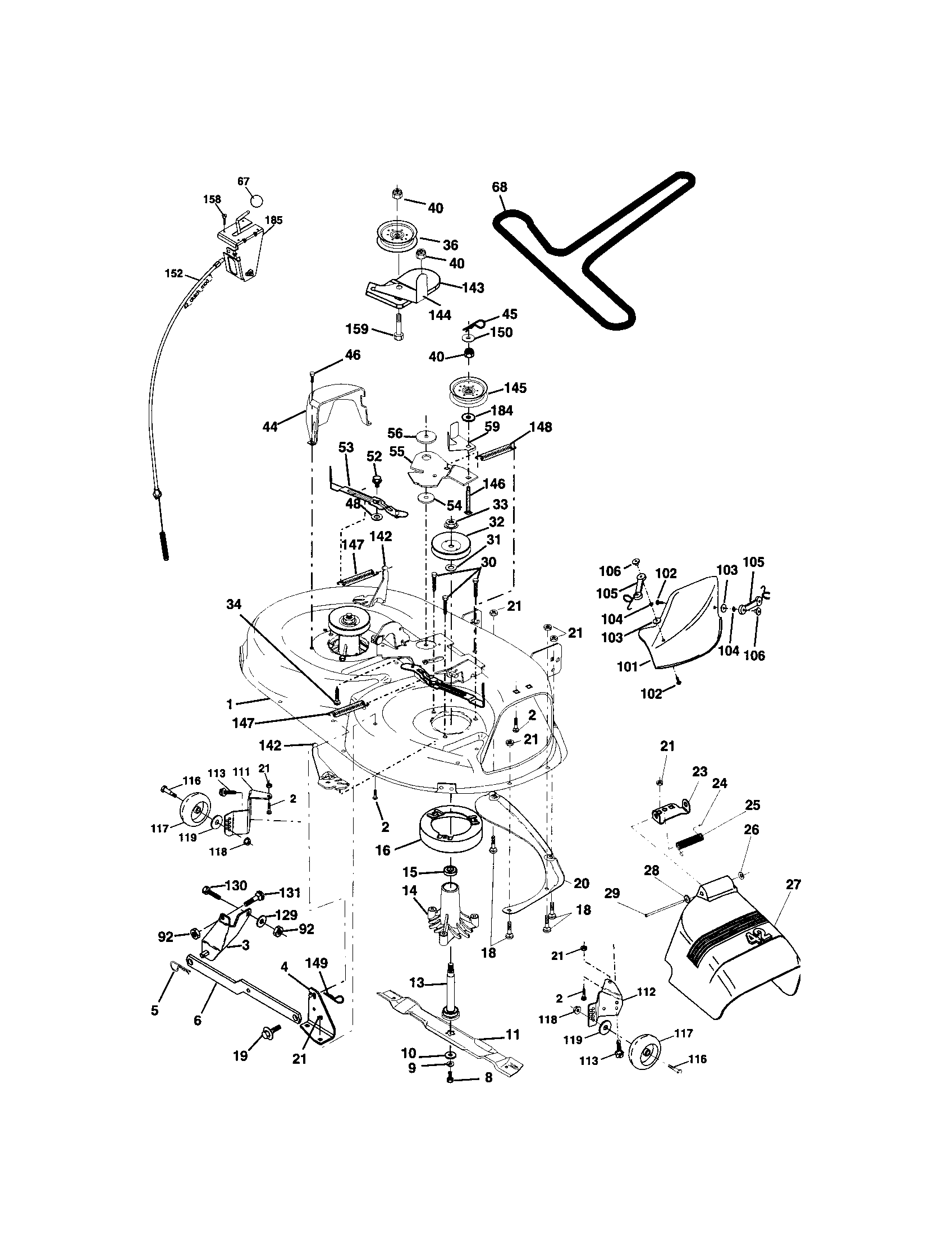 Mower Deck Diagram and Parts List for 917273512  Craftsman Lawn Tractor
