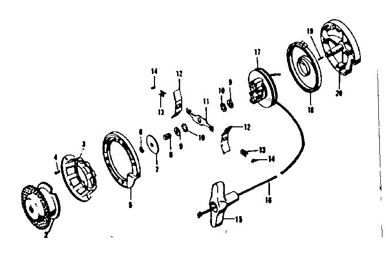 Rewind Starter (model 5200-1115) Diagram and Parts List for 91760002  Craftsman Chainsaw