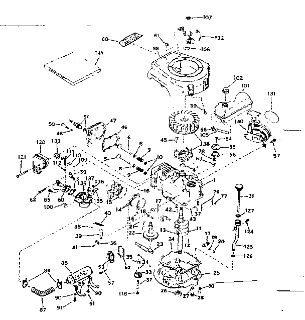 Basic Engine Diagram and Parts List for 143214042  Craftsman Engine