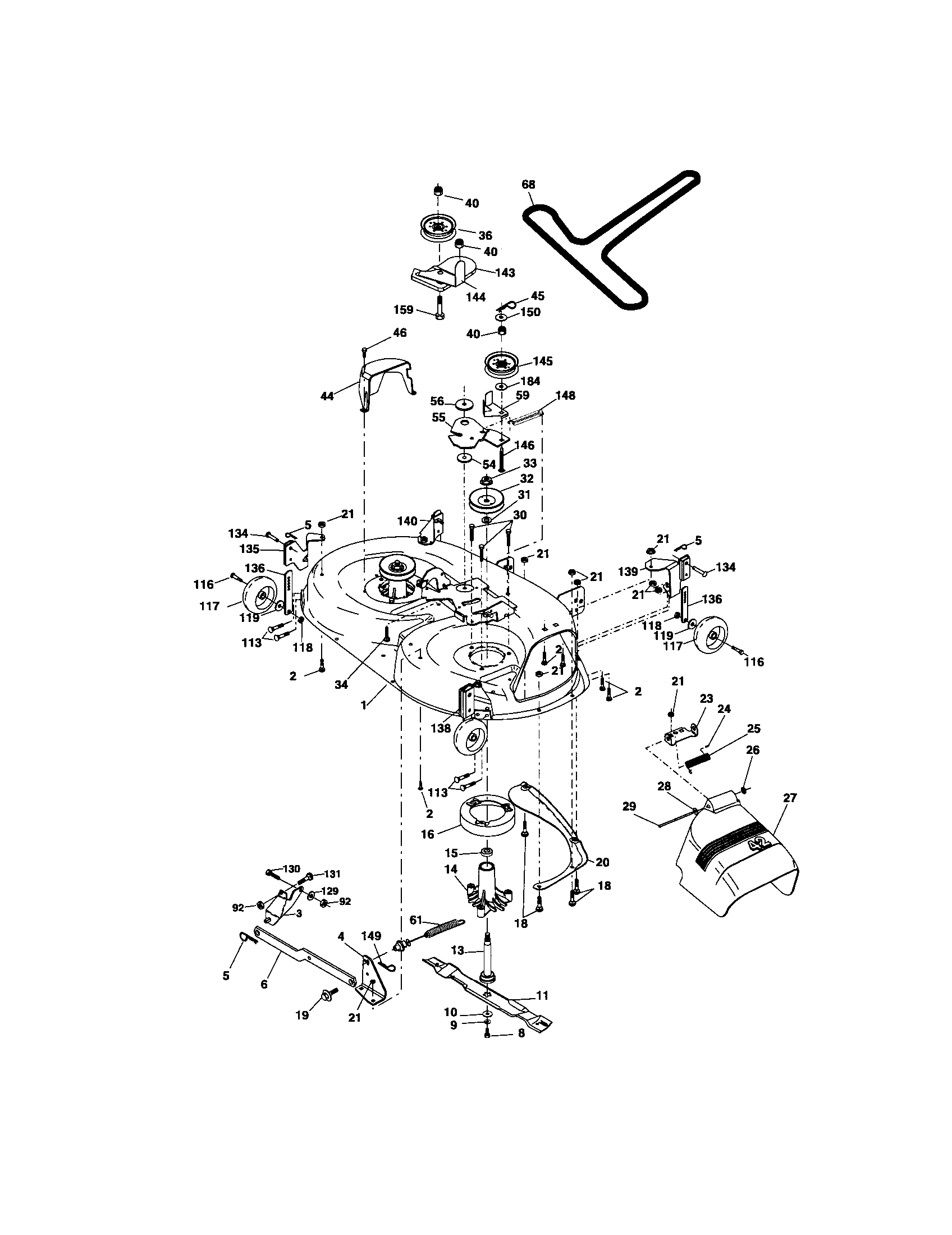 Mower Deck Diagram and Parts List for 917275671  Craftsman Lawn Tractor