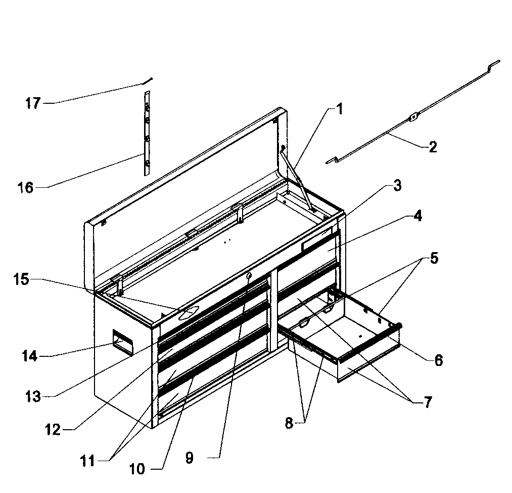 Chest Diagram and Parts List for 706618223  Craftsman Tool Stand & Cart
