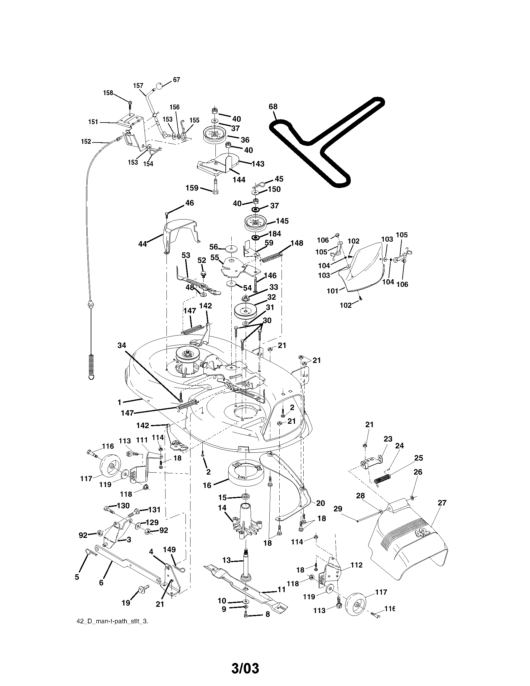 Mower Deck Diagram and Parts List for 917272751  Craftsman Lawn Tractor
