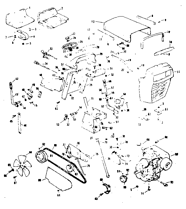 Grill And Steering Assembly Diagram and Parts List for 13196710  Craftsman Engine