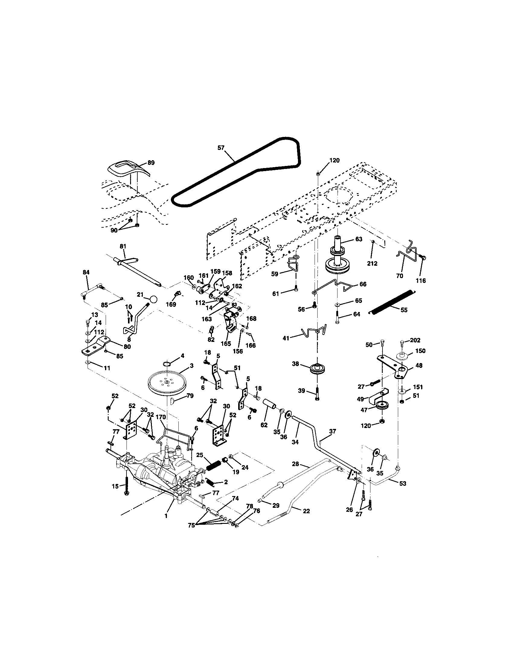 Ground Drive Diagram and Parts List for 917273512  Craftsman Lawn Tractor