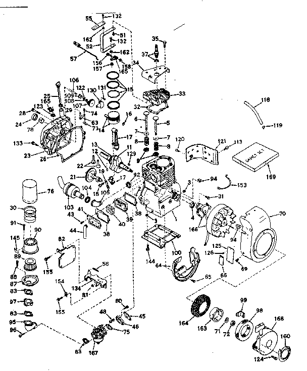 Basic Engine Diagram and Parts List for 143626122  Craftsman Engine