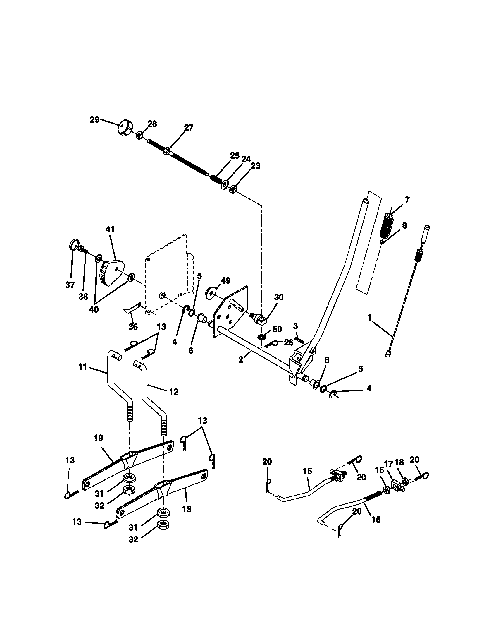 Lift Assembly Diagram and Parts List for 917272160  Craftsman Lawn Tractor
