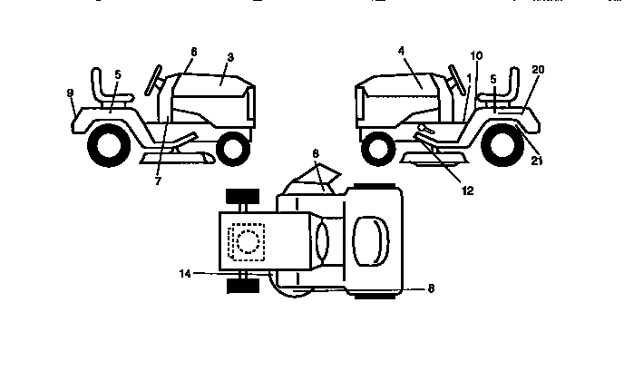 Decals Diagram and Parts List for 917271110  Craftsman Lawn Tractor