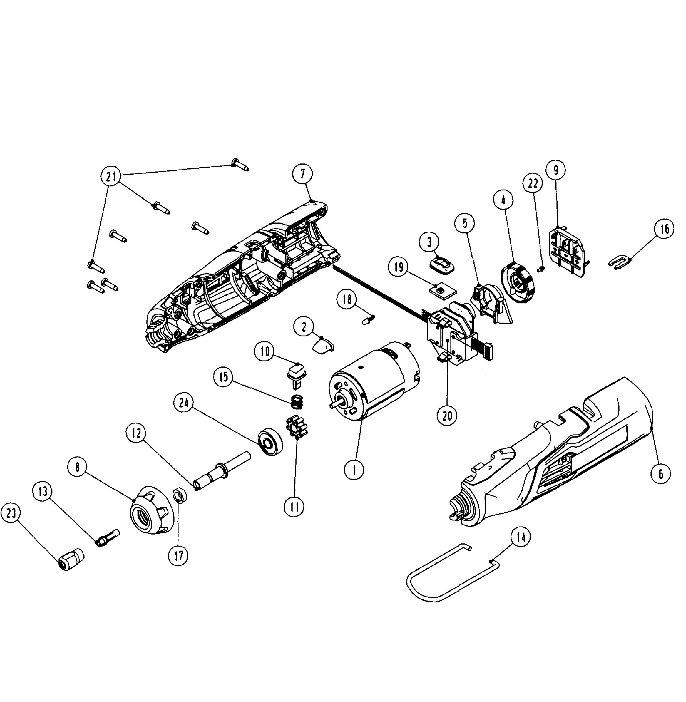 Rotary Tool Diagram and Parts List for 32031224  Craftsman Multi-Tool