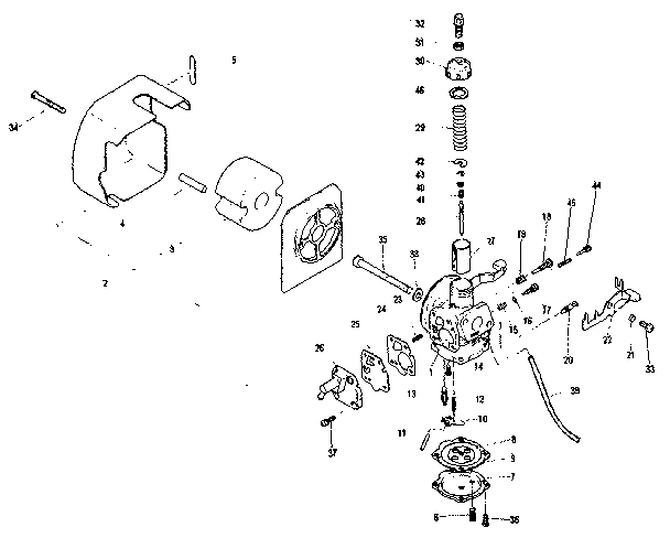 Carburetor Diagram and Parts List for 636796242  Craftsman Trimmer