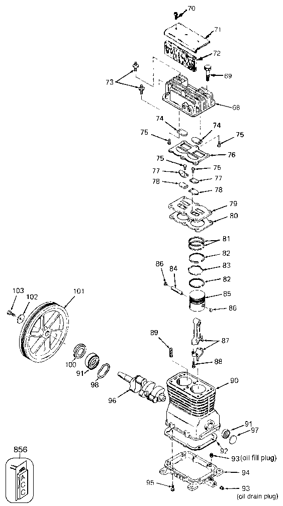 PUMP Diagram and Parts List for 919-15726 Type 0 Craftsman Compressor