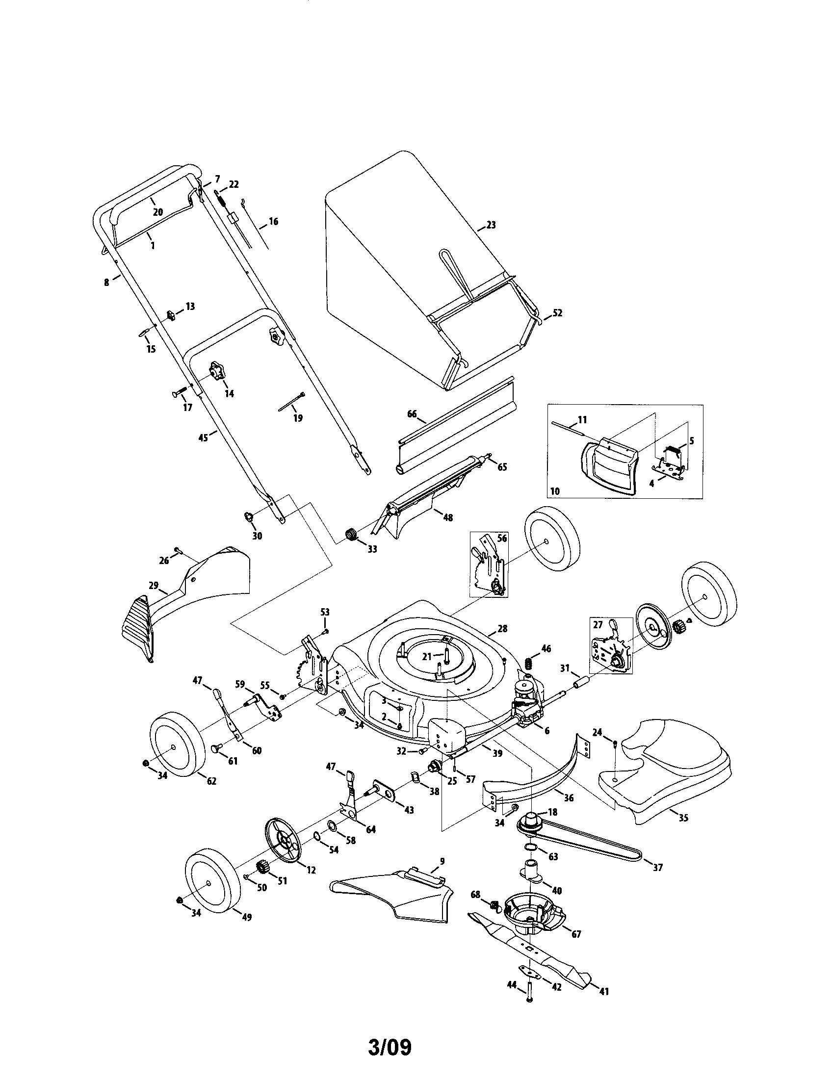 Self-propelled Mower Diagram and Parts List for 12A-469Q799  Craftsman Lawn Mower
