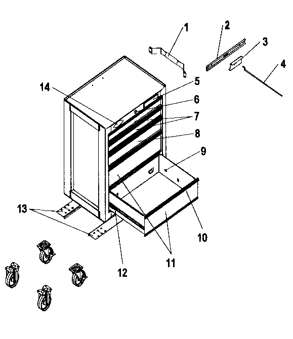 Chest Diagram and Parts List for 70621070  Craftsman Tool Stand & Cart