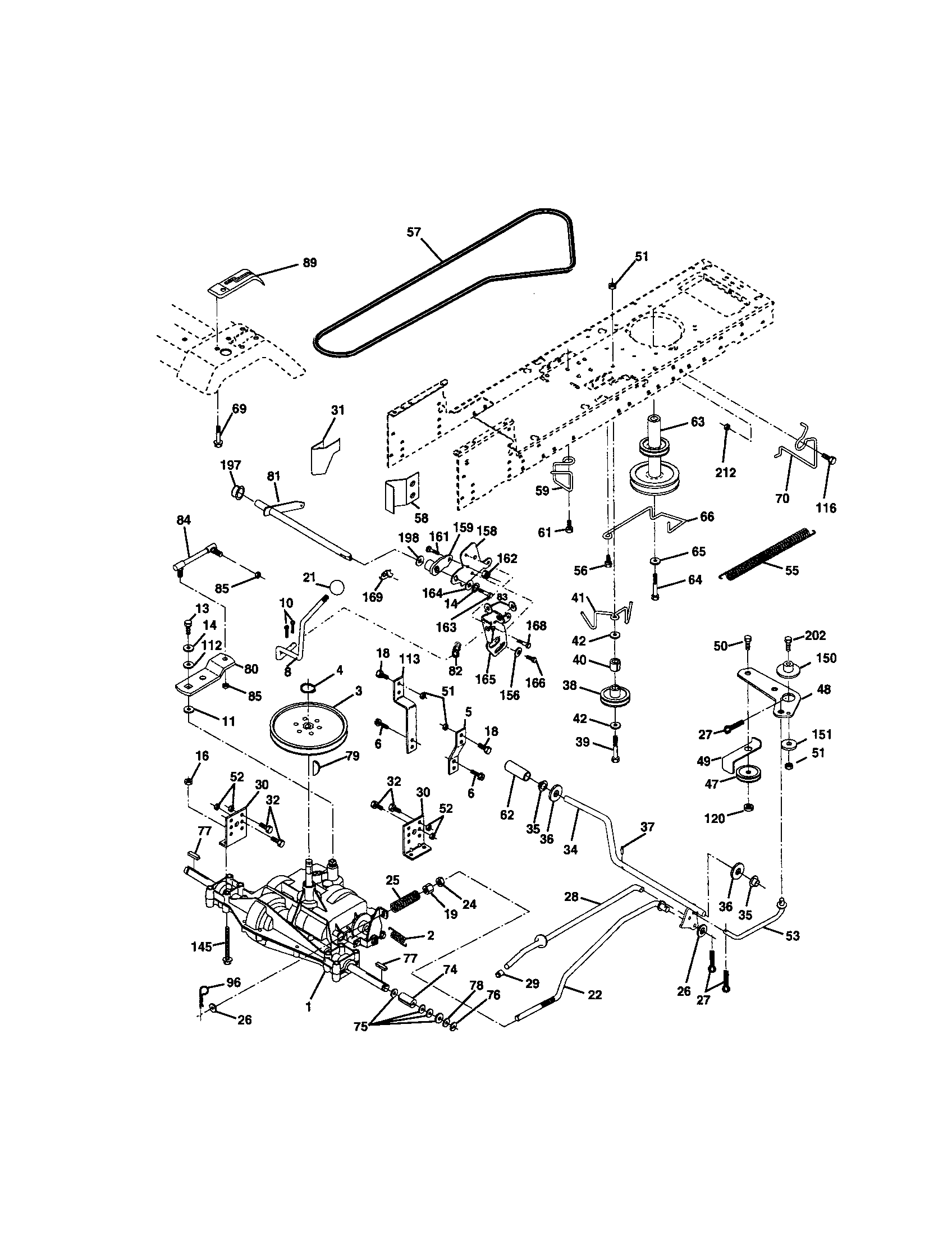Ground Drive Diagram and Parts List for 917272073  Craftsman Lawn Tractor
