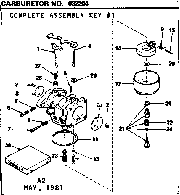 Replacement Parts Diagram and Parts List for 143632204  Craftsman Lawn Mower