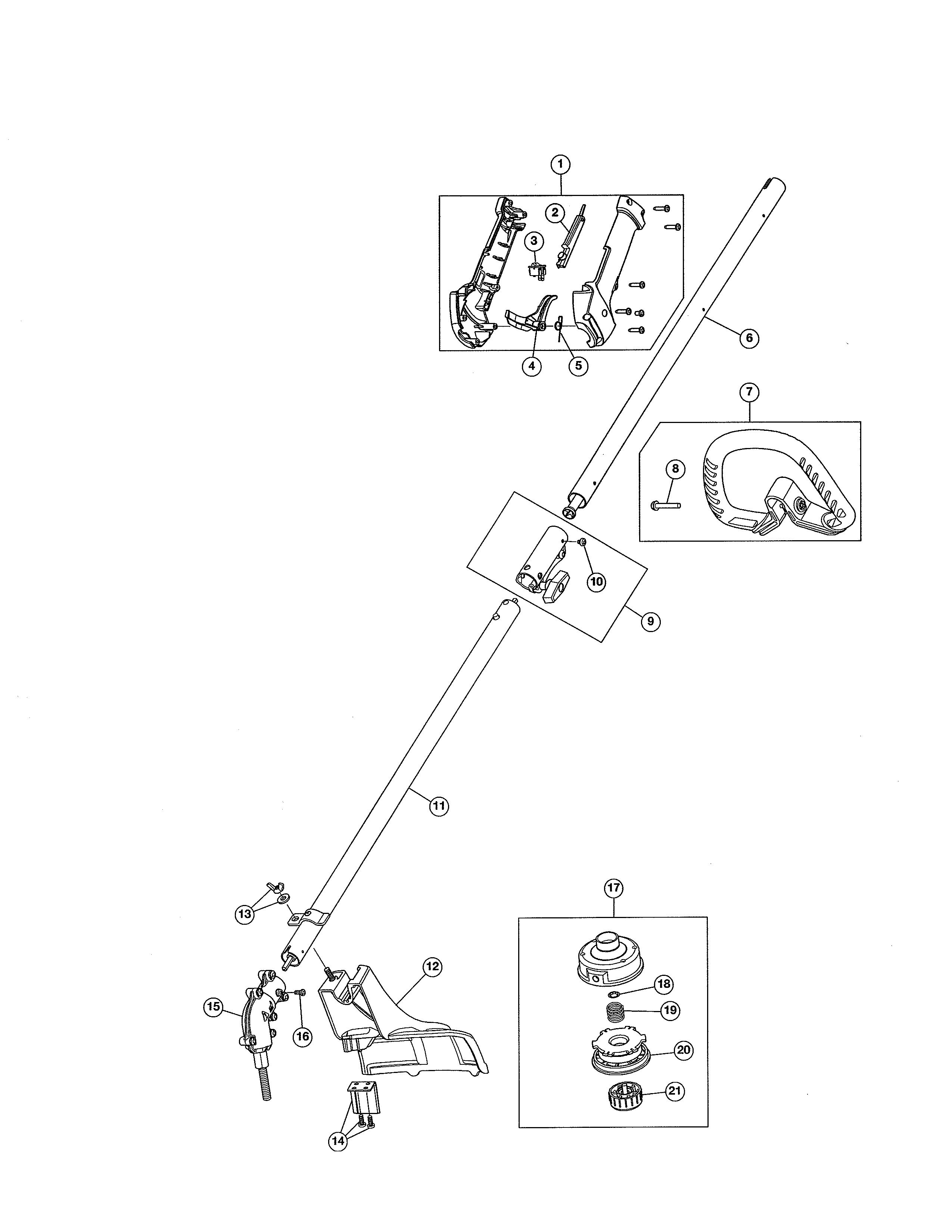 Drive Shaft/shield Diagram and Parts List for 316711390  Craftsman Trimmer