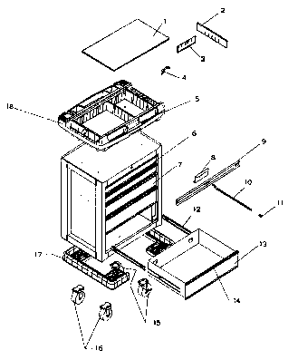 Cabinet Parts Diagram and Parts List for 706654547  Craftsman Tool Stand & Cart