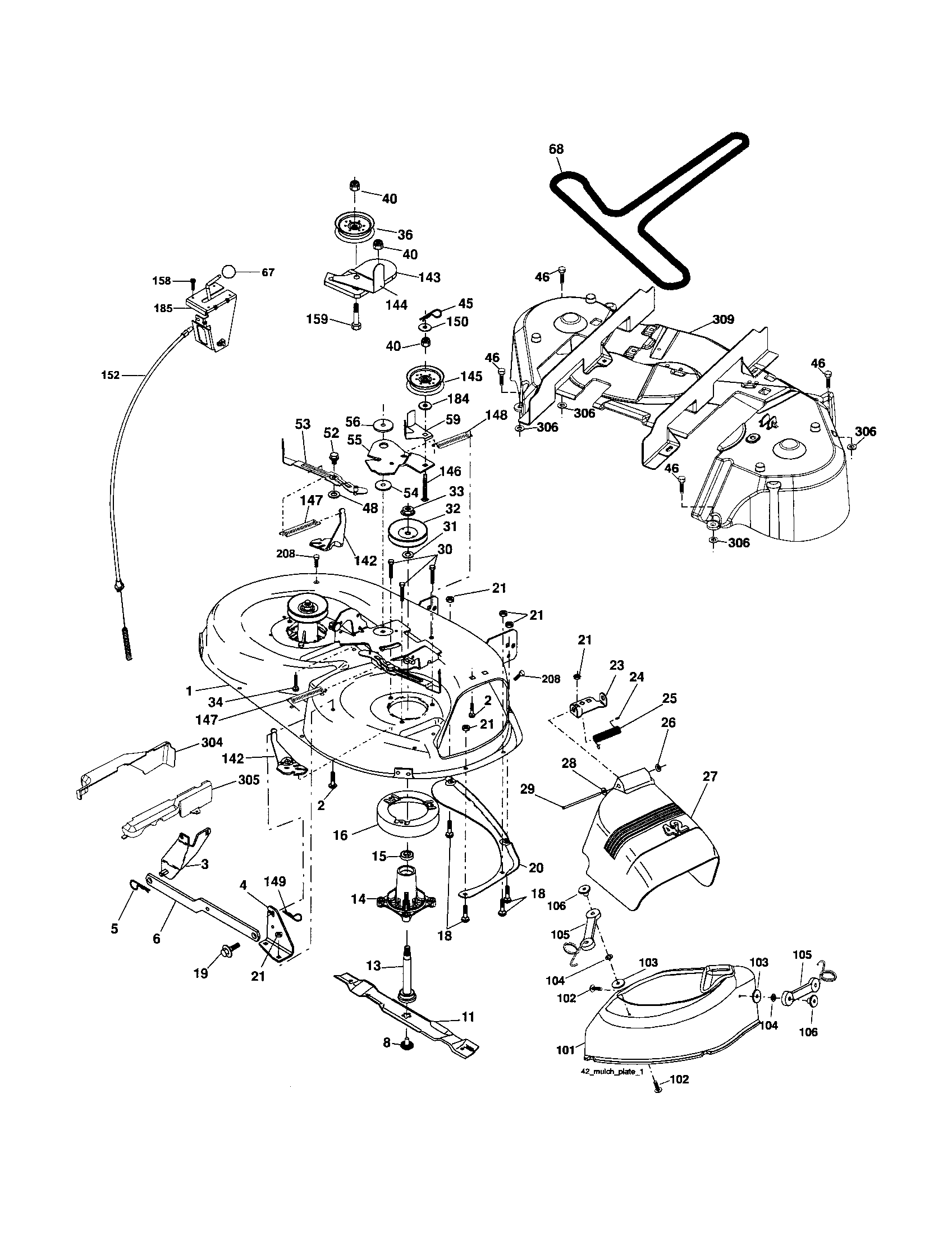 Mower Deck Diagram and Parts List for 917253132  Craftsman Lawn Tractor
