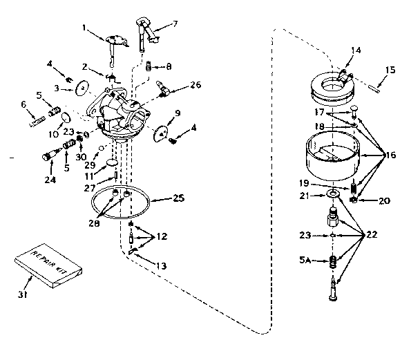 Carburetor No. 631070a Diagram and Parts List for 143574082  Craftsman Engine