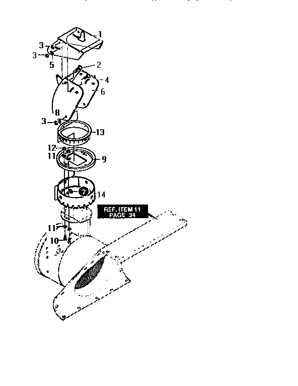 Remote Chute Diagram and Parts List for 536886380  Craftsman Snow Blower