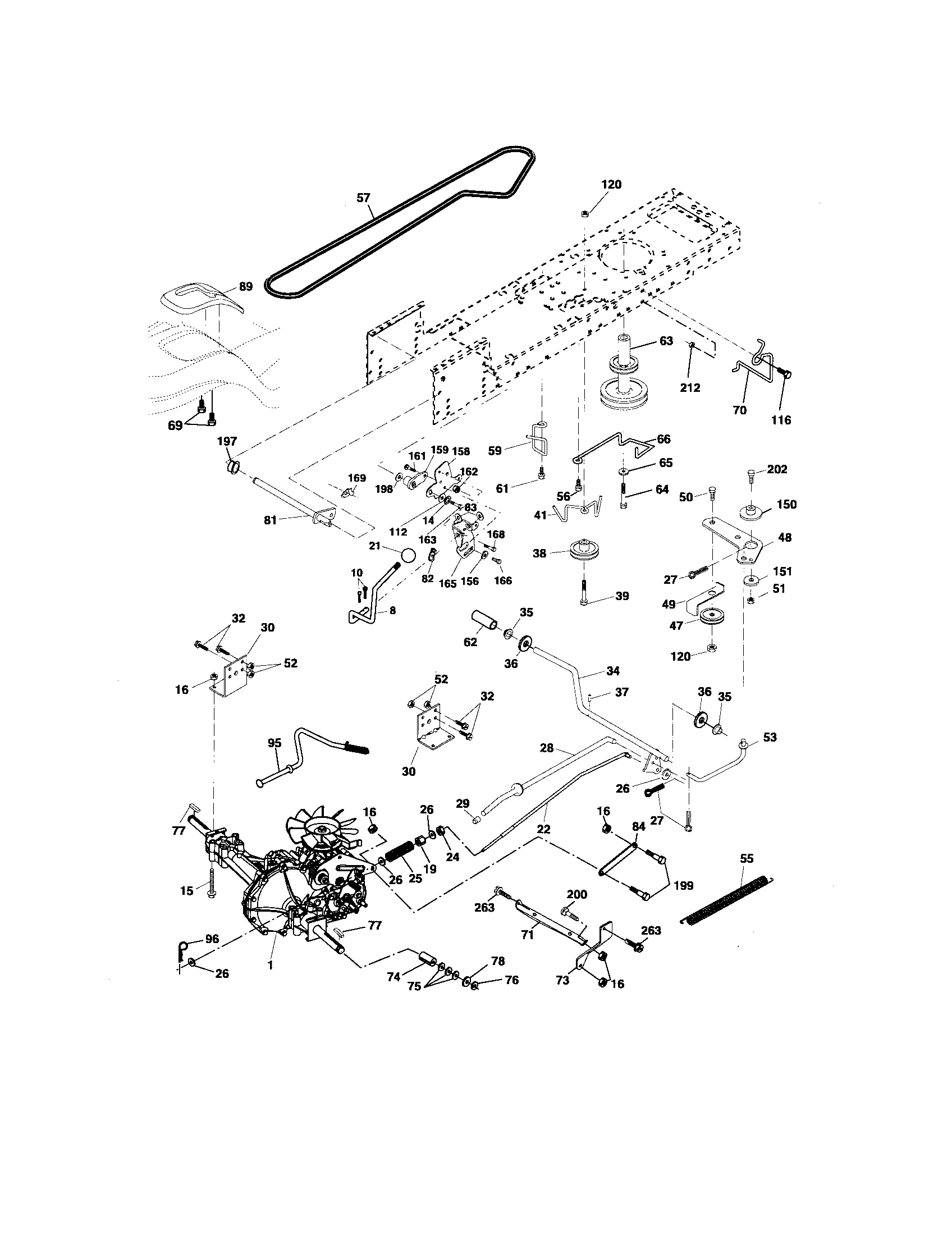 Ground Drive Diagram and Parts List for 917276820  Craftsman Lawn Tractor