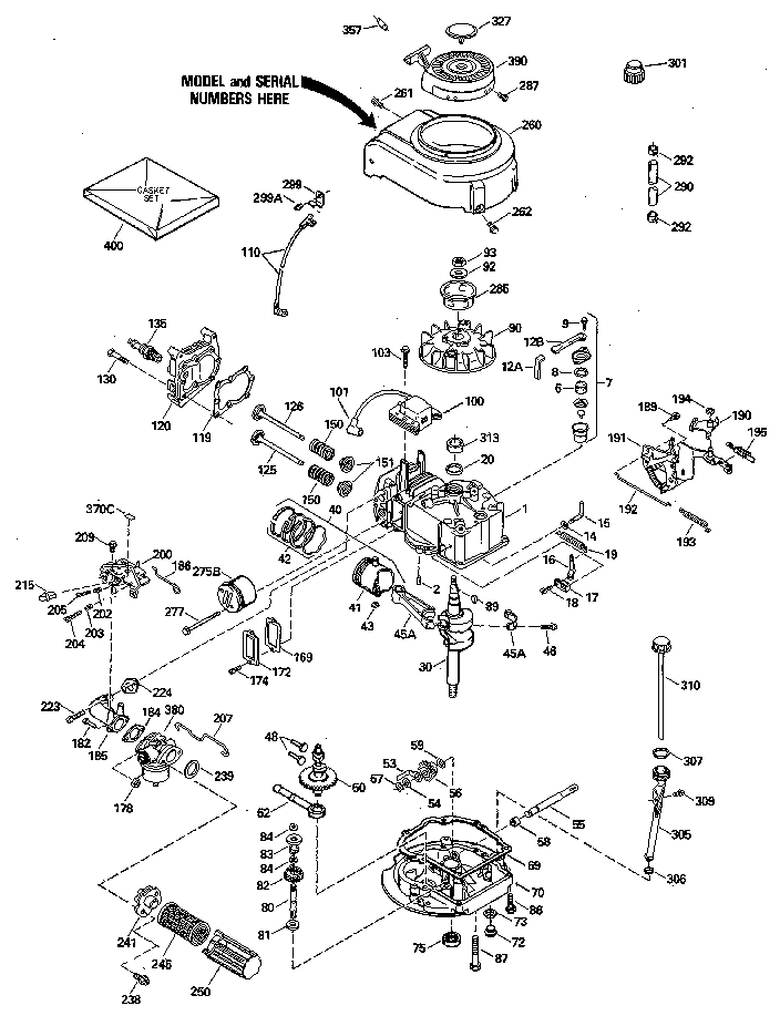 Replacement Parts Diagram and Parts List for 143414462  Craftsman Engine