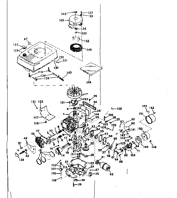 Basic Engine Diagram and Parts List for 143175032  Craftsman Engine