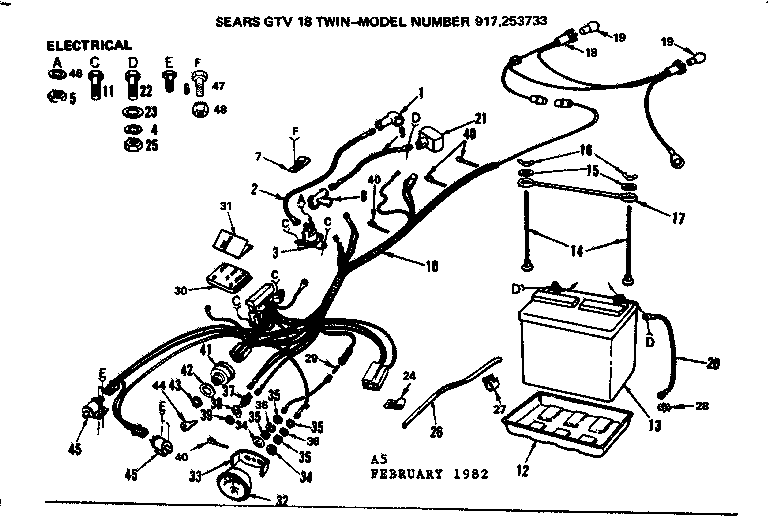 Electrical Diagram and Parts List for 917253733  Craftsman Lawn Tractor