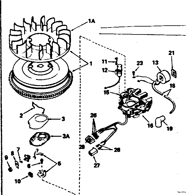 Alternator Magneto No. 610979 Diagram and Parts List for 143356132  Craftsman Engine