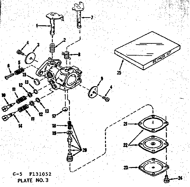 Carburetor No. 630986 Diagram and Parts List for 143131052  Craftsman Engine