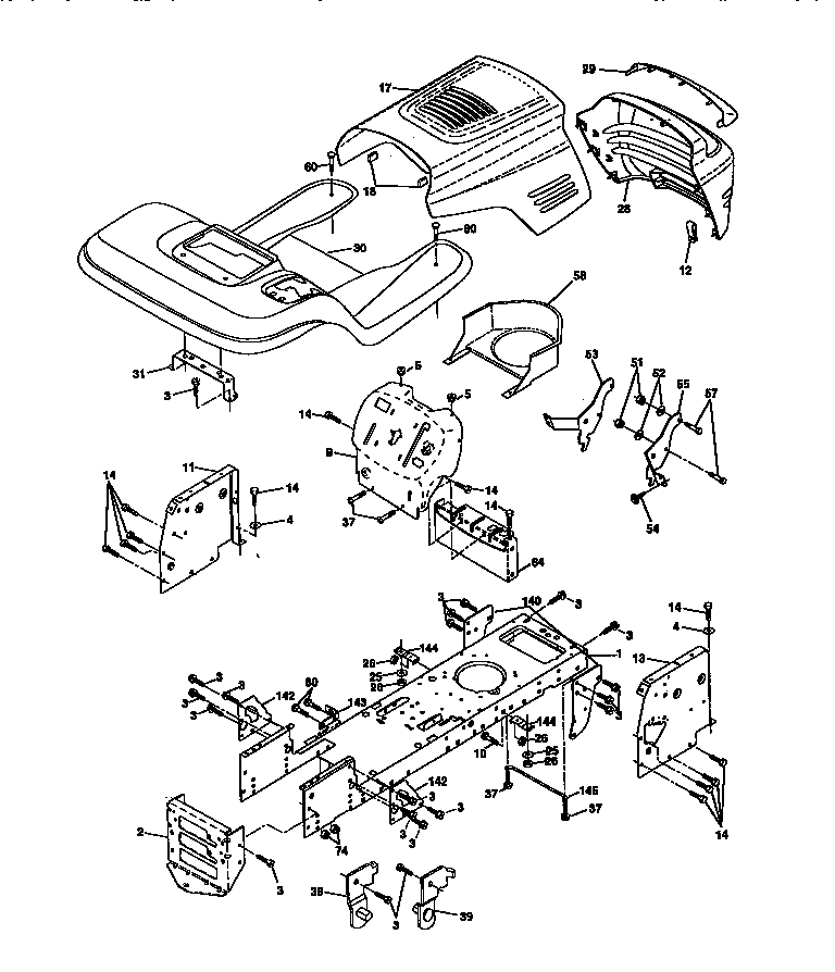Chassis And Enclosures Diagram and Parts List for 917271380  Craftsman Lawn Tractor