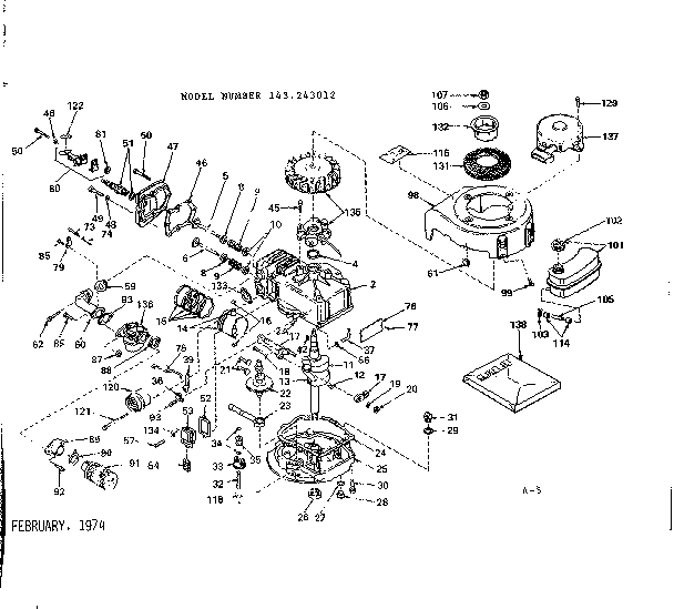 Replacement Parts Diagram and Parts List for 143243012  Craftsman Engine
