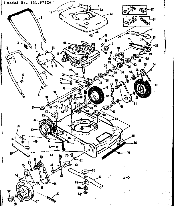 Replacement Parts Diagram and Parts List for 13197526  Craftsman Lawn Mower