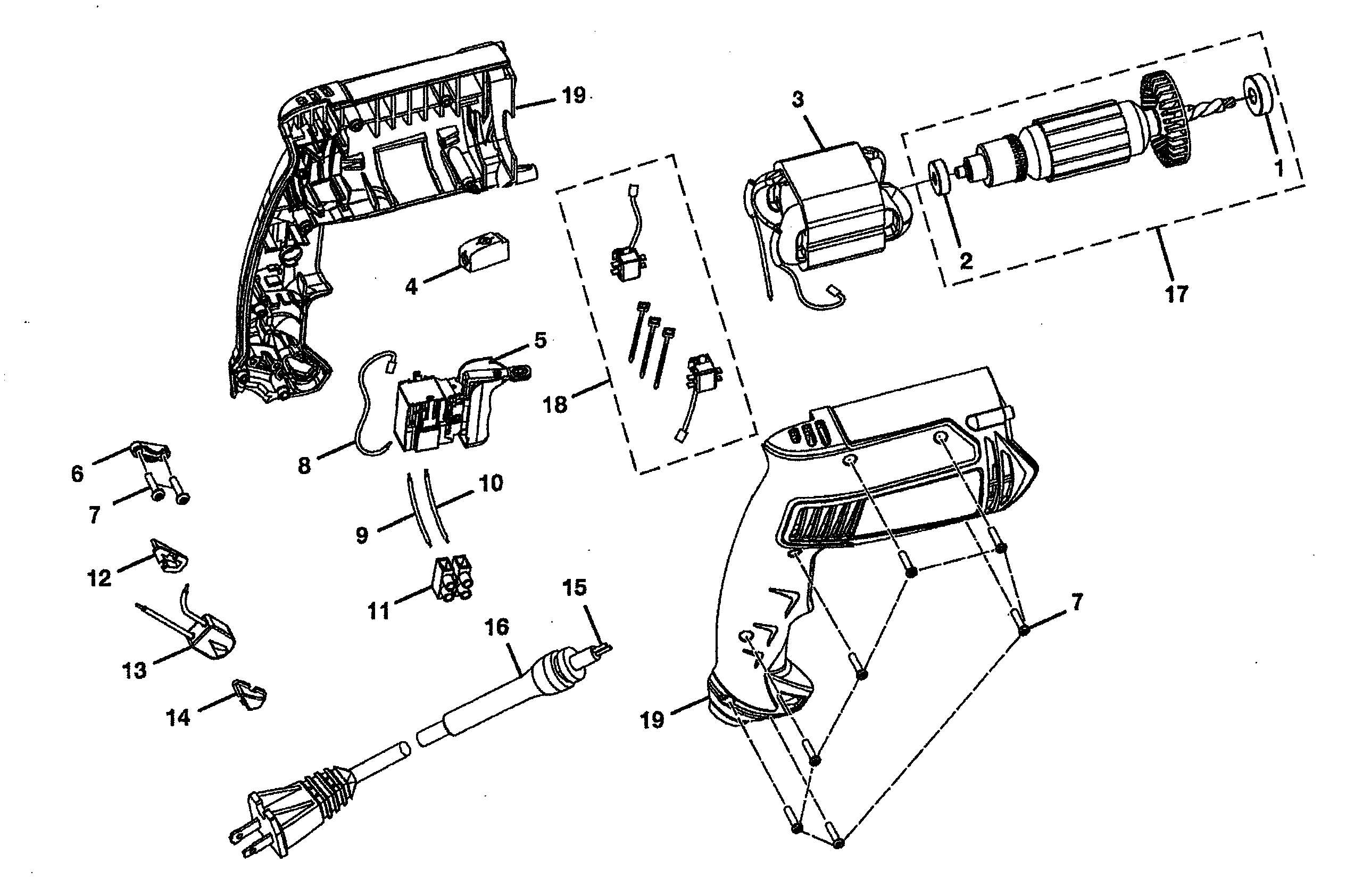 Drill Assy 2 Diagram and Parts List for 315271610  Craftsman Boring Machine