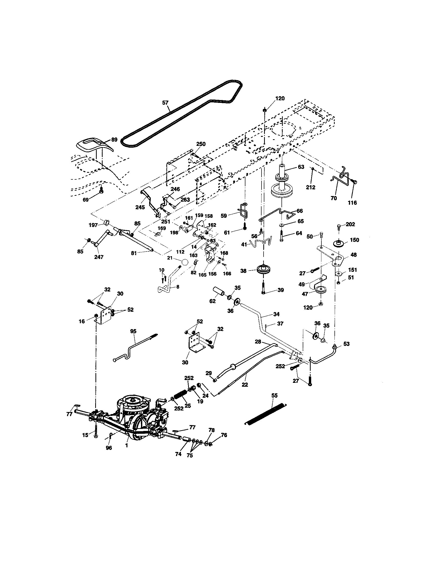 Ground Drive Diagram and Parts List for 917273522  Craftsman Lawn Tractor