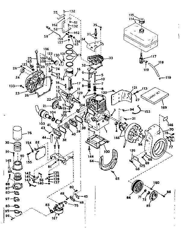Basic Engine Diagram and Parts List for 143576202  Craftsman Engine