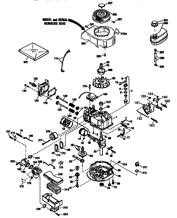 Replacement Parts Diagram and Parts List for 143943532  Craftsman Engine