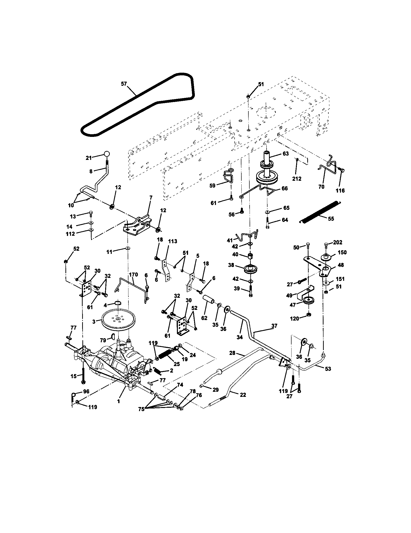 Ground Drive Diagram and Parts List for 917271531  Craftsman Lawn Tractor