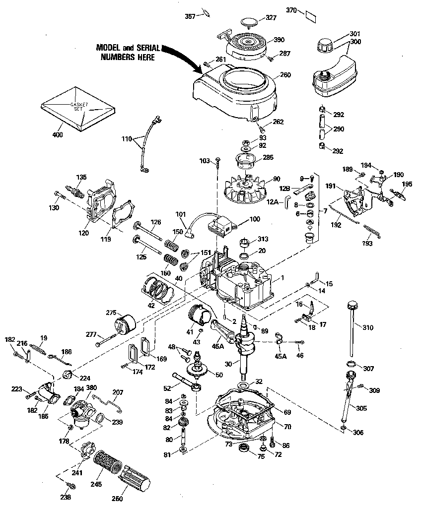 Replacement Parts Diagram and Parts List for 143404132  Craftsman Engine