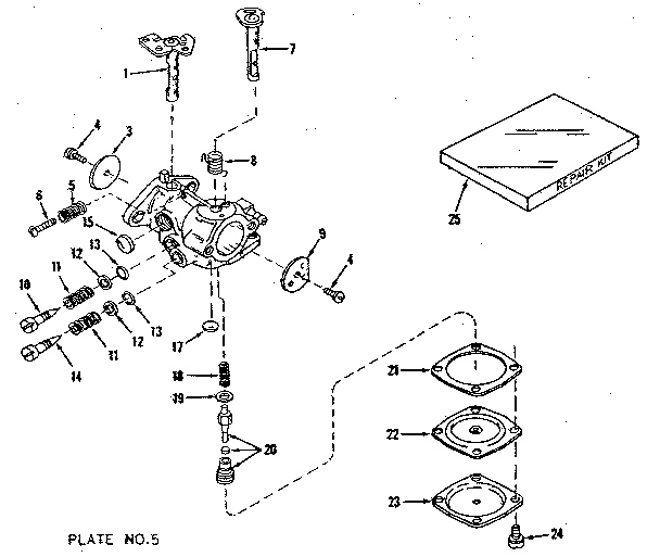 Carburetor Diagram and Parts List for 143102040  Craftsman Engine