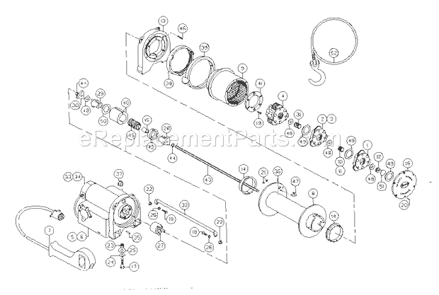 Unit Diagram and Parts List for 3936  Craftsman Hoist & Winch